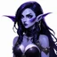 Placeholder: drow elf woman, sorceress, dark hair, purple skin, digital art, dark fantasy