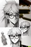 Placeholder: Drawing sketches of a character wearing round glasses inspired by the Demon Slayer anime