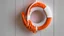 Placeholder: Generate one clean modern lifebuoy in matte white with orange rope and a transparent background.