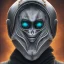 Placeholder: a alien wearing a black hood covering the eyes