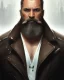 Placeholder: "MIddle aged white human male, with a trimmed but uneven beard, piercing eyes with slick back hair, full-scale head and shoulders portrait, 8k resolution concept art portrait by Greg Rutkowski, Artgerm, WLOP, Alphonse Mucha dynamic lighting hyperdetailed intricately detailed Splash art trending on Artstation triadic colors Unreal Engine 5 volumetric lighting Splash art fantasy"