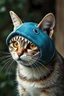Placeholder: cat with shark mask in the style of japanese photo realism