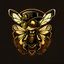 Placeholder: logo profile full body bee wearing steampunk googles and hat, don't starve style dark background