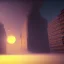 Placeholder:  bank robbery, street view, sun set , unity, scriptable render pipeline , lighting , volumetric , global illumination, fog , purple tone.