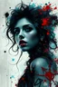 Placeholder: amy winehouse Digital art, image, super detail, complex composition, masterpiece, close-up, glow, abstract, surreal, bright colors, shades of gray, turquoise, scarlet, Jeremy Mann, Celtic Mythology, Ink Splatter Art, glamorous and aesthetic