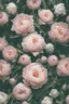 Placeholder: A highly formal funeral program, written in French, on deepest pigmented Salmon Pink colored heavy gloss paper with brightest heavy dark green calligraphy fonts, with a center photograph of a mesmerizingly beautiful bouquet of shimmering white peonies surrounded by deeply colored green leaves on stems, Impeccably rendered, Utterly captivating, 24K, studio lighting,