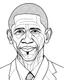 Placeholder: Barack Obama, simple line art, one line, line art, white background, cartoon style, coloring book style on white background, well composed, clean coloring book page, No dither, no gradient, strong outline, No fill, No solids, hand drawn