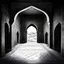 Placeholder: line draw dark room inside Omani castle with out exit and windows , Mystical Wise
