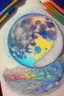 Placeholder: Large moon, doodle, drawing, color, detailed