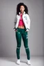 Placeholder: a cute full body shot of adult lady wearing sport pants and jacket standing