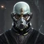 Placeholder: star wars bald male corellian pilot wearing pearlescent black and gunmetal grey First Order special forces heavy assault stealth commando armor and helmet with gold trim inside the jedi temple, hyperdetailed, dynamic lighting, hyperdetailed background, 8k resolution, volumetric lighting, light skin, fully symmetric details