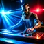 Placeholder: Dance hall ,dj play ,laser lights, beard DJ play music with DJ desk