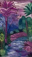 Placeholder: A purple jungle with a toxic river painted by Paul Klee