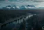 Placeholder: Extreme long shot, Birds Eye view, Alaska skyline, smooth, god rays, unreal engine 5, ray tracing, RTX, lumen lighting, ultra detail, volumetric lighting