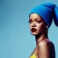 Placeholder: Rihanna as smurf with yellow flowers for hair, closed eyes, rtx, reflection, 8k, glow, winning photography, caustics