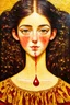 Placeholder: try to squeeze a drop of blood from a sugar cube; Lowbrow painting inspired by Gustav Klimt; Golden Hour; Exquisitely Detailed