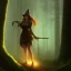 Placeholder: frank frazetta style, witch in the forest, dusk