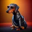 Placeholder: cute male daschund with the body of a human, wearing a leather jacket and sunglasses, pixar style, disney, dramatic, dramatic lighting, volumetric lighting, hyperrealism, 8k, high quality, photorealistic, lot of details