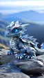 Placeholder: Blue Grey Baby Dragon on mountaintop