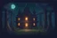 Placeholder: Forest palace night moon horror cartoon game background