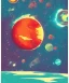 Placeholder: colorful planets. ink, poster, acrylic