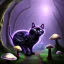 Placeholder: black cat, walking, psychedelic forest, crystals, mushrooms