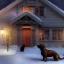 Placeholder: portrait of sad, scared, lonely dog tied with a short leash in front of house, winter, 8k resolution, high-quality, fine-detail, intricate, digital art, detailed matte, volumetric lighting, illustration, 3D octane render, brian froud, howard lyon, selina french, anna dittmann, annie stokes, lisa parker, greg rutowski