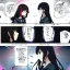 Placeholder: Clear focus,High resolution,High quality,Epic battle scene comic style, With 2girls, with color, anime girl with rainbow hair, the other girl as black hair, the first girl has red eyes, the other has black eyes, they are both wearing a school uniform