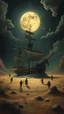 Placeholder: Hieronymus Bosch style nightmares pirates ship in the desert