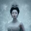 Placeholder: smooth hyper realistic, beautiful Japanese goddess in crown, pale colors, dark cosmos background, cat еye, extremely sharp detail, finely tuned detail, ultra high definition, 8 k, unreal engine 5, ultra sharp focus, accurate sword wings, positive smile, lot of details, fit within portrait, Ambiance winter, perfect composition, perfect hair, perfect hands, finger up gestures