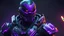 Placeholder: A futuristic assassin wearing futuristic armor colors of black and neon purple an a black visor deathstroke style. 8k contrast an saturated very detailed focus on detail ultra realistic