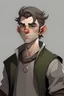 Placeholder: teen handsome half orc with gray clothing