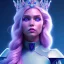 Placeholder: A portrait of a full body crystalised blue pink queen,smiling face, blue eyes, long blond hair, atmospheric, realistic, unreal engine, lighting