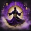 Placeholder: Hyper Realistic Sufi Whirling with Black, & Purple Islamic Sufi Rustic Grungy Background with golden crystals & fog around at night