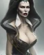 Placeholder: old evil queen in black leather gown, femme fatale, volouptous, busty, cleavage, angry, emperious, 8k resolution concept art portrait by Greg Rutkowski,