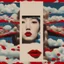 Placeholder: cloud in blue sky, a red lip, collage art, shuji terayama, dreamy objects, surreal, criterion collection, showa era, intricate details, mirror