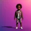 Placeholder: Zaire beetz toddler, full body, leather jacket, floral shirt, floral skirt, Nike sneaker, soft skin, city background, dramatic lighting, hyper realistic