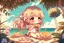 Placeholder: cute chibi girl eating in the paradise