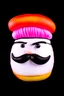 Placeholder: A real burger roll with a mustache and a chef's hat.