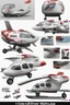 Placeholder: aeroplane airmed air ambulance inspired by shark with side view , quarter view and front view