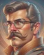 Placeholder: Best quality, masterpiece, ultra high definition, Retro Futuristic,man, mustache, Comic style