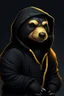 Placeholder: regal looking cyber honey badger wearing a black hoodie