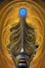 Placeholder: Spiritual being with Tentacles over human Head creating reality around, wrapping Spiral around Human, Psychedelic