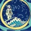 Placeholder: An astronaut floating in space surrounded by a halo of glowing jellyfish, done in the style of Hokusai's The Great Wave off Kanagawa