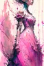 Placeholder: a beautiful bride in pink dress,Watercolor: brush strokes: ink drip: ink spots: by Android Jones: By Ismail Inceoglu and Jean Baptiste mongue: James Jean: Erin Hanson: Dan Mumford: professional photography, natural lighting, volumetric lighting maximalist photoillustration 8k resolution concept art intricately detailed, complex, elegant, expansive, fantastical