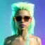 Placeholder: Shakira, artist, 30 years old, Realistic image, waist up portrait, etro style dress, oversize. Gucci sunglasses. Blonde, loose long hair, eyes make up, perfect, glow, circle iris. Neon colors, leds, geometric. Cyberpunk. concept art, smooth, unreal engine 5, god lights, ray tracing, RTX, lumen lighting, ultra detail, volumetric lighting, 3d, finely drawn, high definition, 4k.