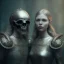 Placeholder: A viking boy and a girl, hr giger, scary, steam punk, realistic, made in octane, cinematic, ultra-realistic, extremely detailed octane rendering, 8K, VRAY Super Real ar 2:3, dof photorealistic futuristic 50mm lens hard lighting dark gray tintype photograph, realistic lighting, sepia color