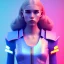 Placeholder: woman teenager, army design, retro futuristic, leather dress, gradient color, BLUE, PINK, CYAN, neon, insanely detailed, 16k resolution, perfect eyes, cinematic smooth, intricate detail