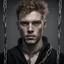 Placeholder: Portrait of a young scottish white man slave with chains. Photorealism with Leica lens, 85mm. Low contrast