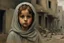 Placeholder: Grey sky, crying little palestinian girl wearing kuffeah , rocks, destroyed buildings , sci-fi movies influence, friedrich eckenfelder and willem maris impressionism paintings